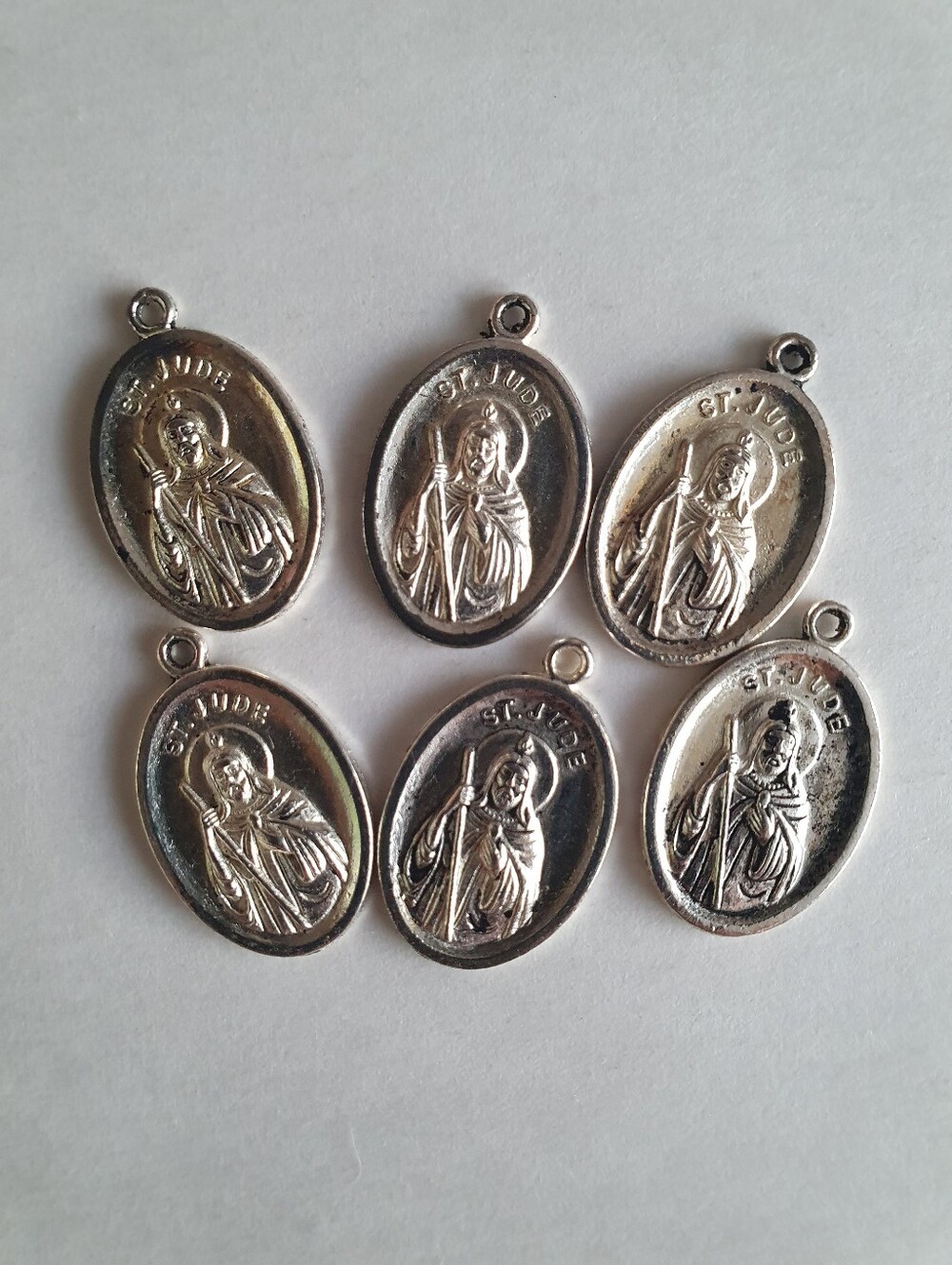 St. Jude Catholic Oval Charm Pendants Lot of 6 “Ruega por Nosotros”